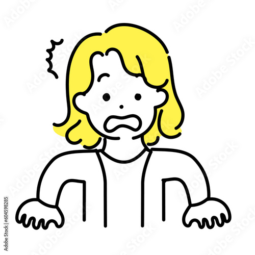 かわいい人物のイラストシリーズ _ 中性的な人物 _ 驚く