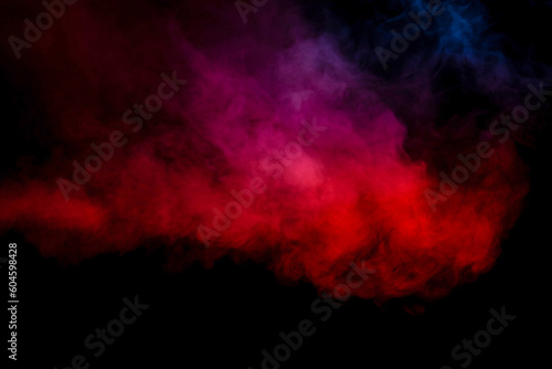 Purple and blue steam on a black background.