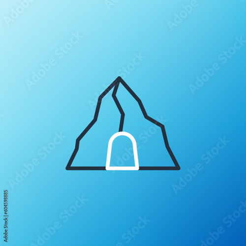 Line Gold mine icon isolated on blue background. Colorful outline concept. Vector