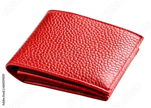 red leather wallet isolated on transparent background, Generative AI