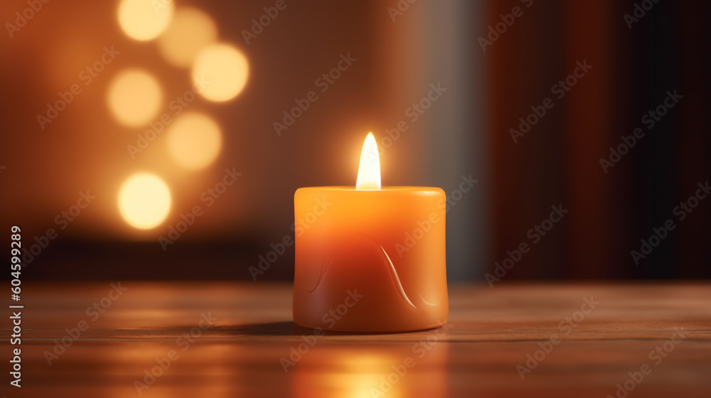 a burning candle in a dimly lit room. generative AI a burning candle in a dimly lit room. generative AI