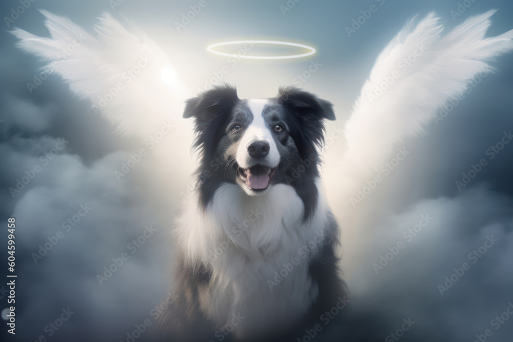 Heaven Boder a happy border collie in heaven. Wings and halo. pet heaven, animal ...