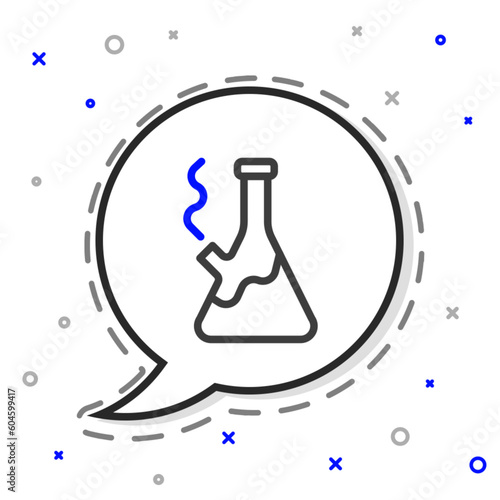 Line Glass bong for smoking marijuana or cannabis icon isolated on white background. Colorful outline concept. Vector