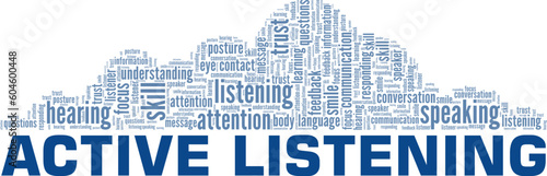 Active Listening word cloud conceptual design isolated on white background.