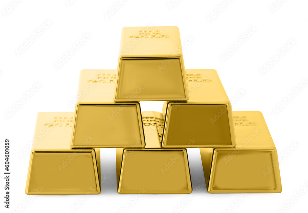 Stack of shiny gold bars isolated on white Stack of shiny gold bars isolated on white