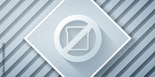 Paper cut Gluten free grain icon isolated Paper cut background. No wheat sign. Food intolerance symbols. Paper art style. Vector