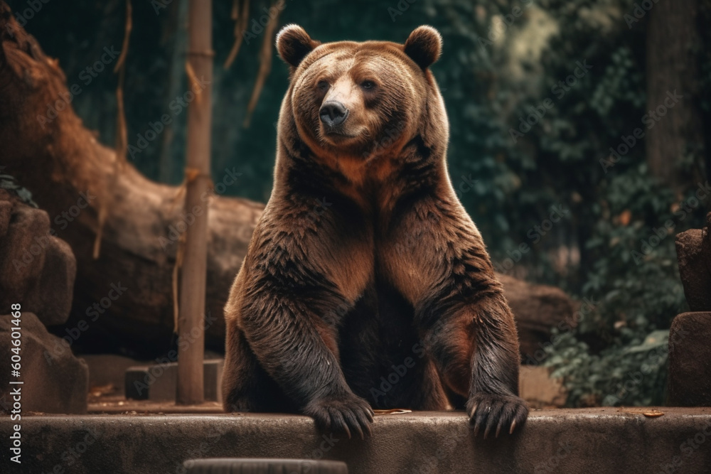 Brown bear in the zoo. generated ai