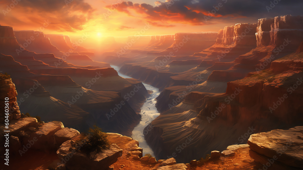 A stunning view of a grand canyon. generative AI