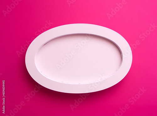 White oval frames with space for text on magenta background, generative AI.