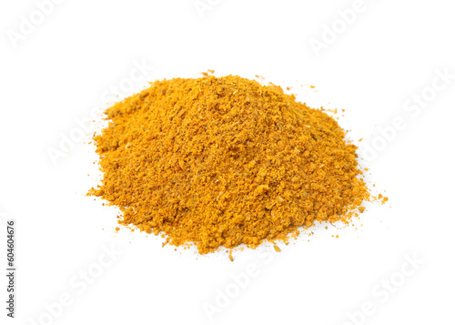 Heap of curry powder isolated on white