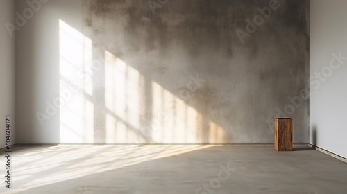 Beautiful sunlight cast shadow on blank weathered wall. 