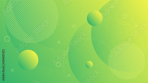 Modern Abstract Background with Motion Round Circle Memphis Retro and Yellow Green Gradient Color
