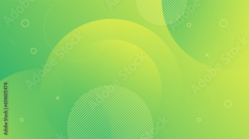 Modern Abstract Background with Motion Round Circle Memphis Retro and Yellow Green Gradient Color