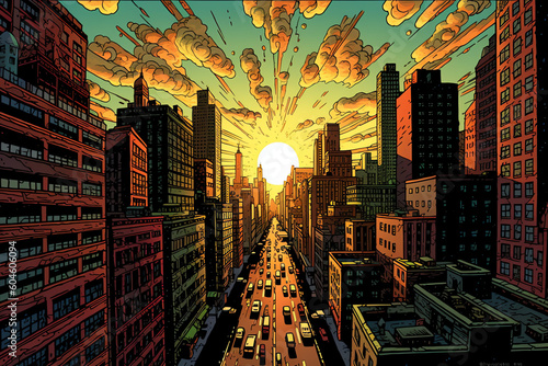 comic book style of a new york city pop art. generative AI