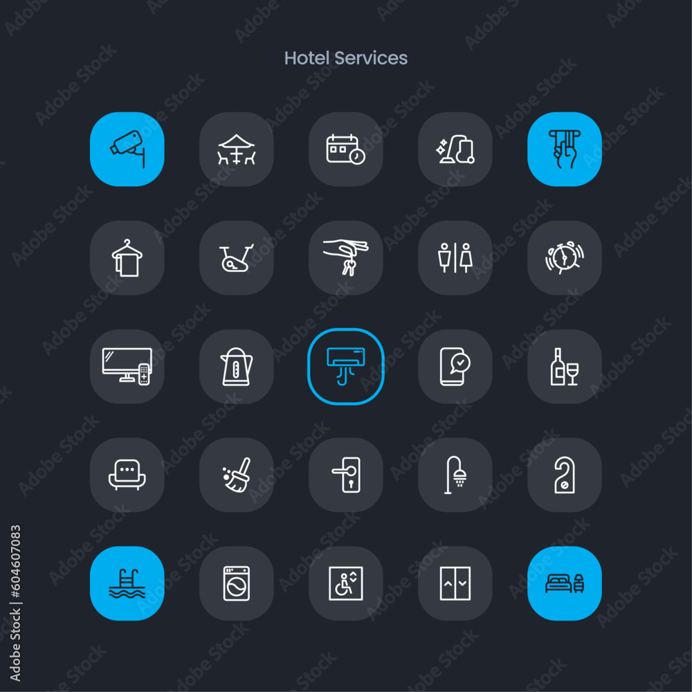 set of icons about hotel services set of icons about hotel services