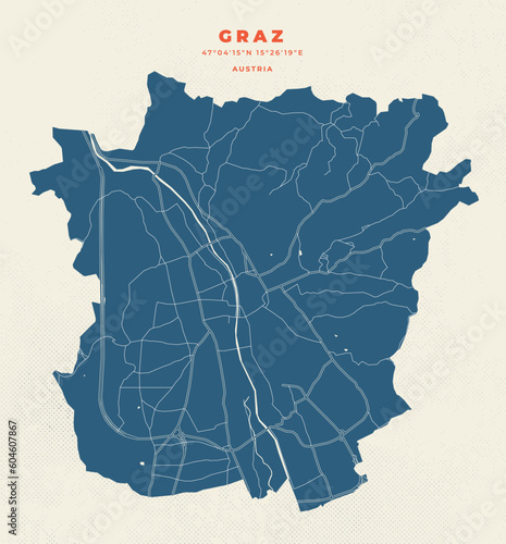 Graz - Austria map vector poster flyer