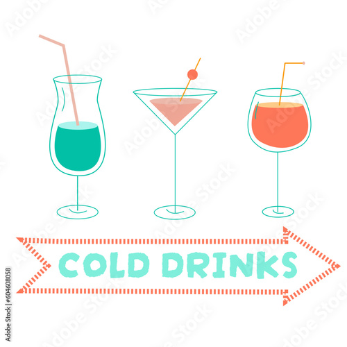 vector set wth cold summer drinks 