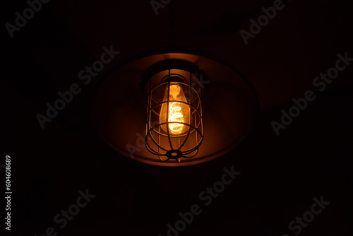 Vintage lantern and warm white light for interior 
