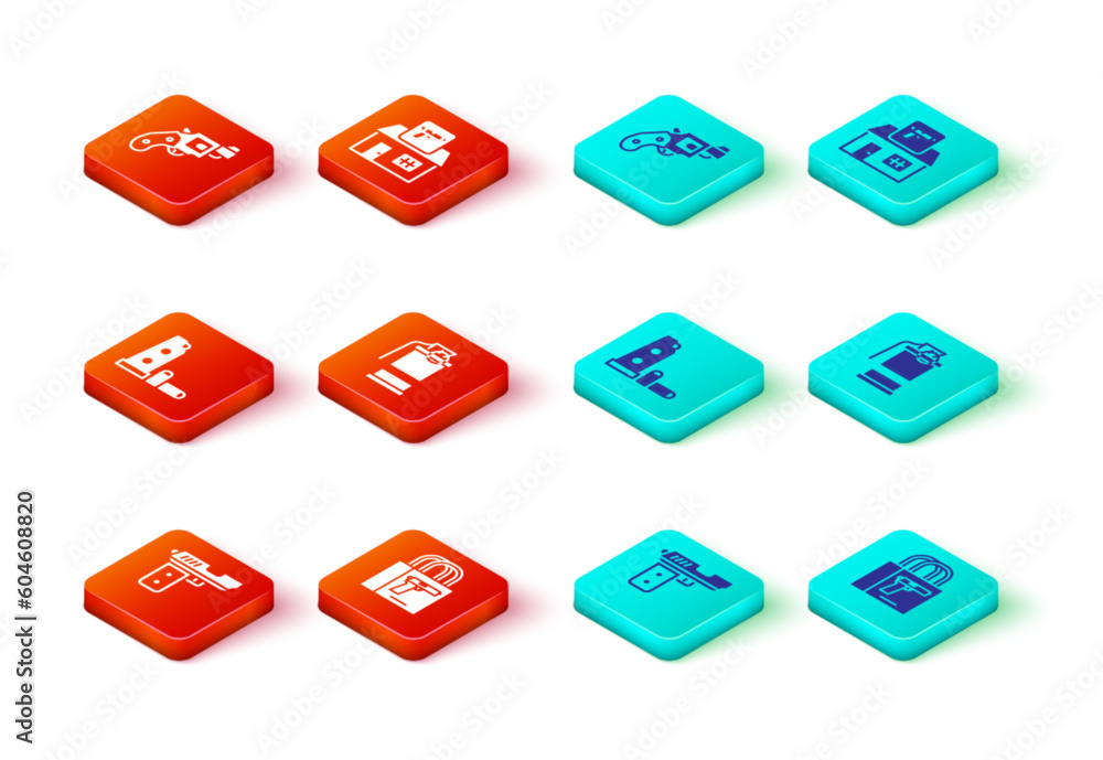Set Pistol or gun, Buying pistol, Gun magazine and bullets, Hand smoke grenade, Hunting shop weapon and Small revolver icon. Vector Set Pistol or gun, Buying pistol, Gun magazine and bullets, Hand smoke grenade, Hunting shop weapon and Small revolver icon. Vector