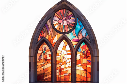 Church Sun stainglass window, Arch Shape,Generative AI