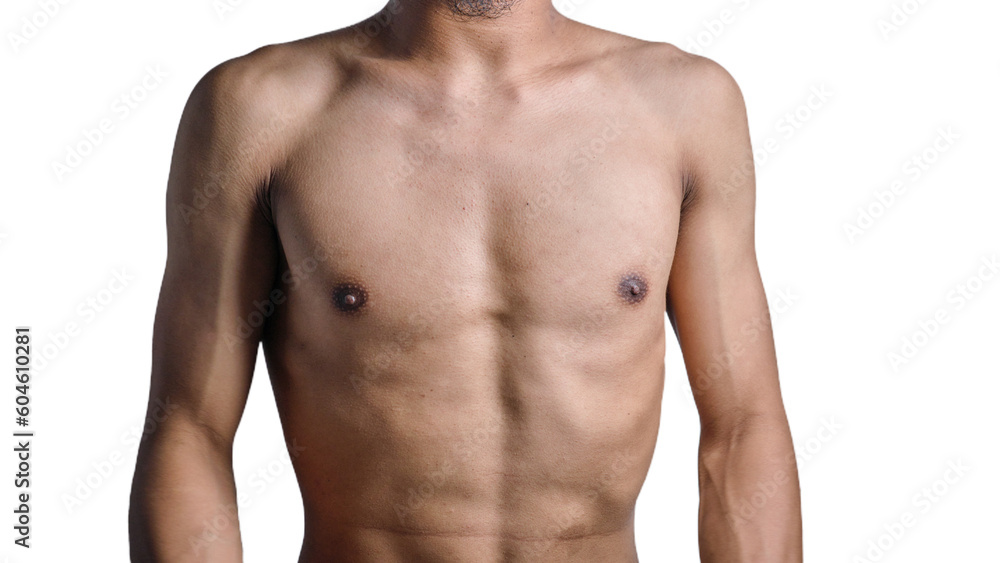 Sculpted Male Body on a Transparent or White Background