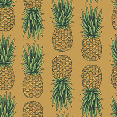 Papier peint photo Jungle Ananas juteux motif estival fond tropical  © Casoalfonso