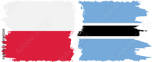 Botswana and Poland grunge flags connection vector