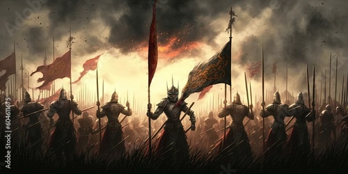 Obraz na płótnie Fantasy medieval battle by ai generative
