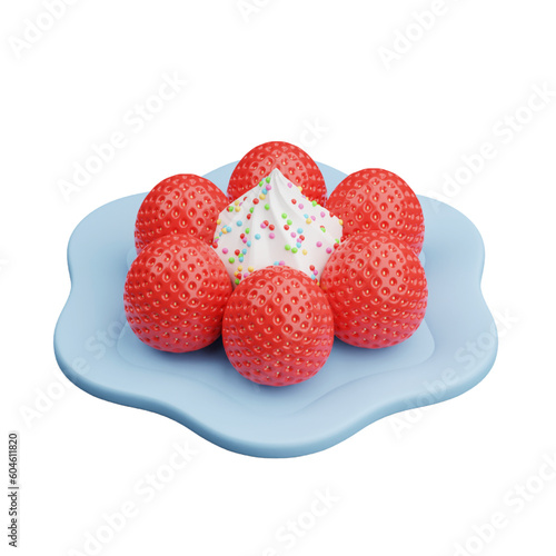 strawberries on a plate (BK01 - Strawberries with cream 01)