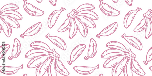 Banana fruit summer seamless pattern wallpaper. Fresh yellow bananas