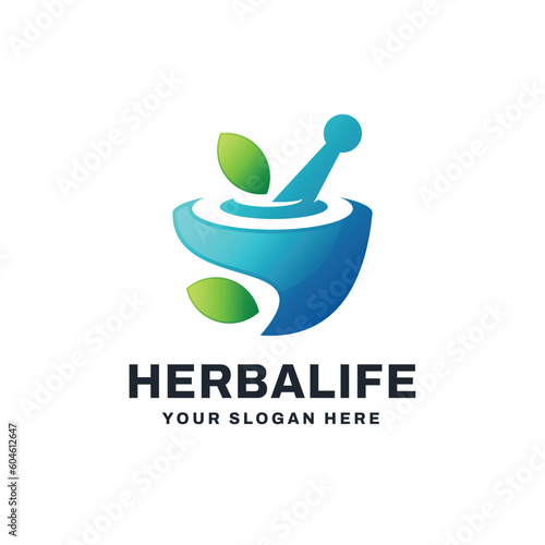 Herbal medicine logo vector icon illustration