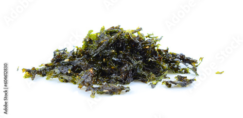 Japanese food nori dry seaweed or edible seaweed on white