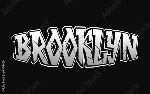 Brooklyn - single word, letters graffiti style. Vector hand drawn logo. Funny cool trippy word Brooklyn, fashion, graffiti style print t-shirt, poster concept