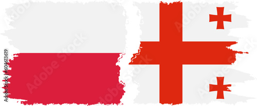 Georgia and Poland grunge flags connection vector