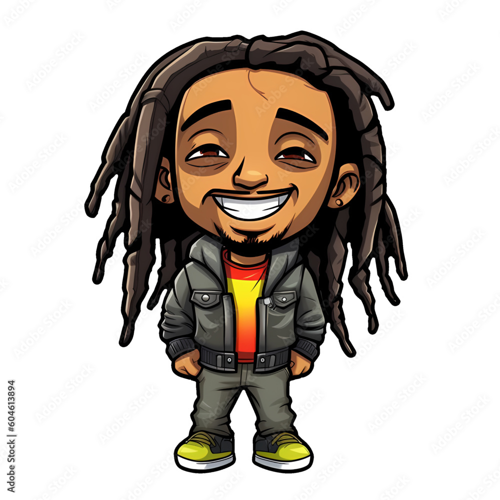 Cute cartoon Jamaican character Rastafarian Stock Vector | Adobe Stock