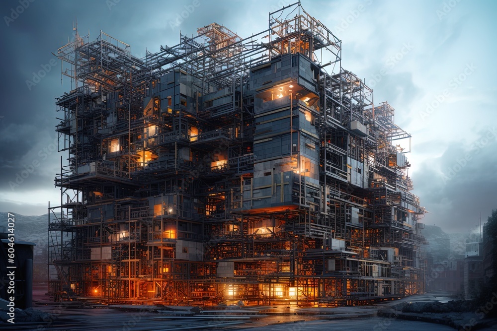 Mechanical futuristic science fiction construction building using generative AI 