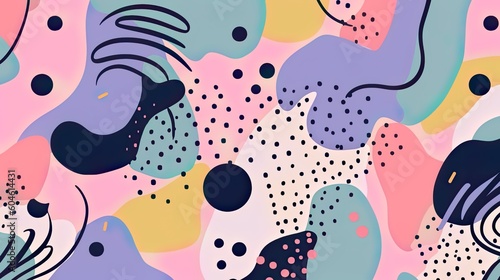 memphis dots and doodles abstract beautiful colorful seamless pattern
