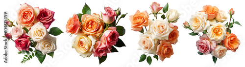 Bunch of roses flowers on transparent background, Generative AI Technology  © Bakemon