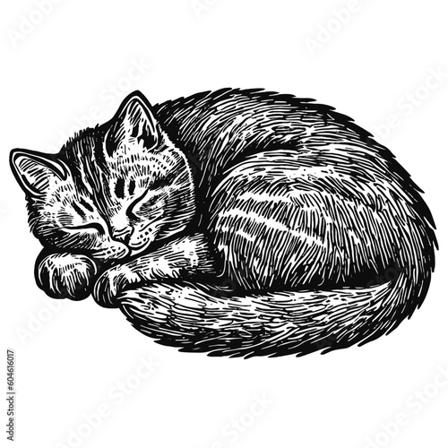 cute sleeping cat vector sketch