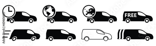 Set of transport icon for websites and online shop, vector line pack of vans