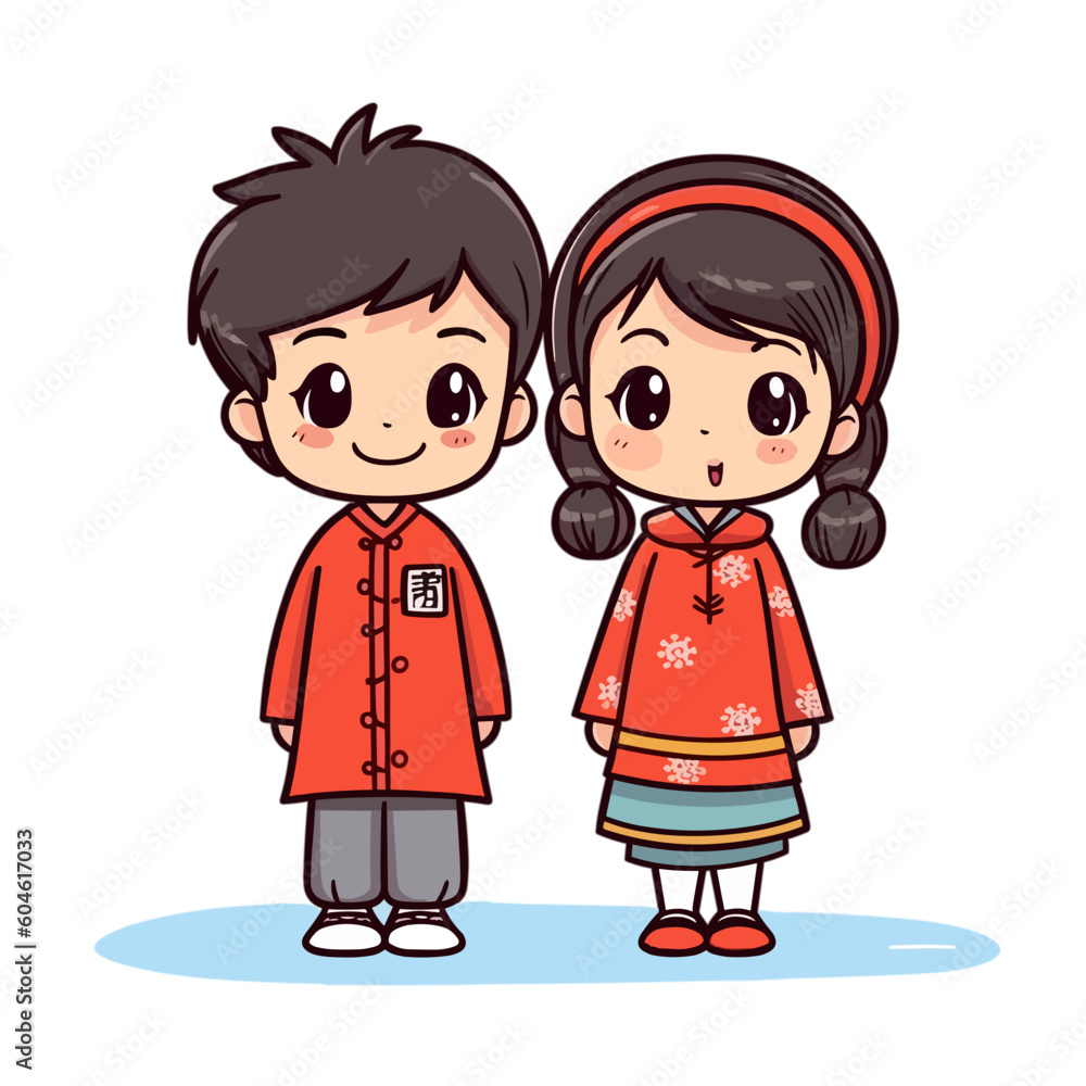 a little cute boy and girl wearing Chinese clothes style 5 a little cute boy and girl wearing Chinese clothes style 5