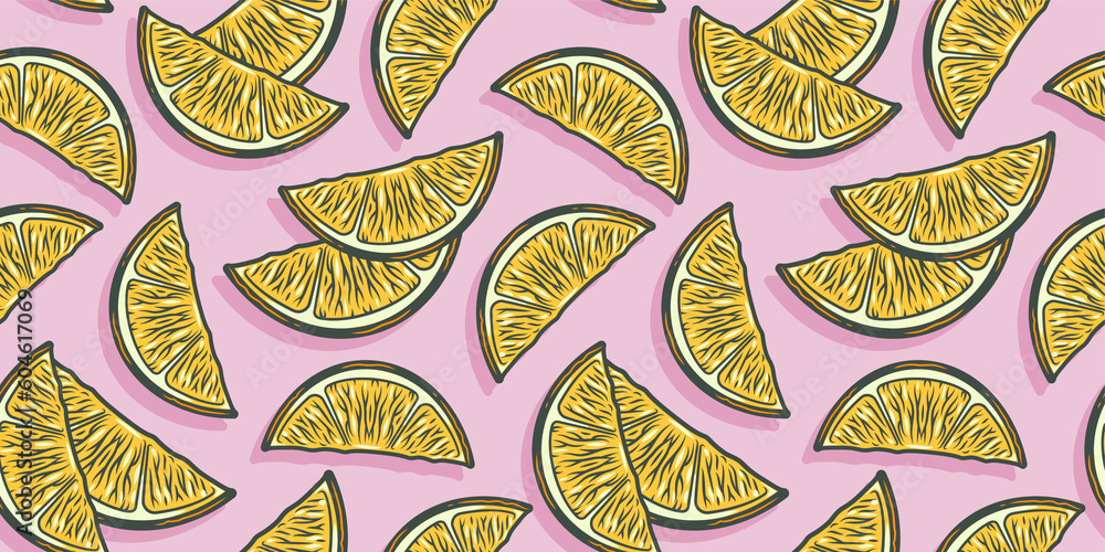 Seamless pattern wallpaper with lime, lemon and orange fruit, juicy fresh summer bar Seamless pattern wallpaper with lime, lemon and orange fruit, juicy fresh summer bar
