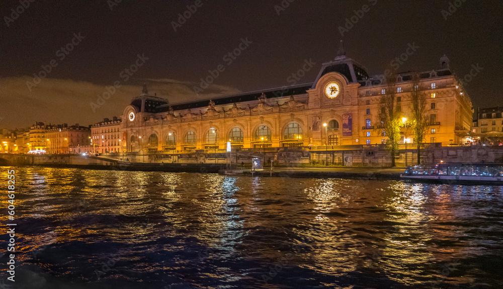 Musé d'Orsay at Night from Seine River