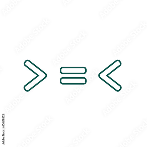 Less than,and greater equal icon vector logo template