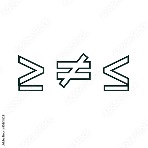 Less than,and greater equal icon vector logo template