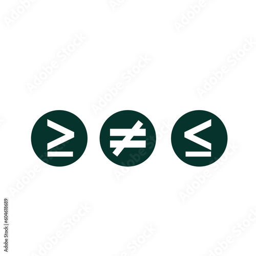 Less than,and greater equal icon vector logo template