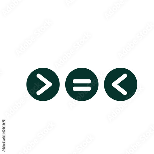 Less than,and greater equal icon vector logo template