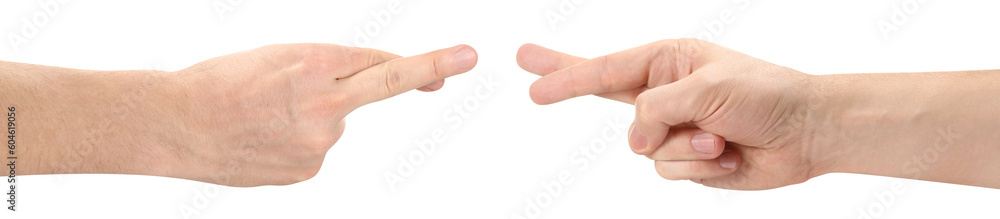 Hands showing cheating signs, cut out Hands showing cheating signs, cut out