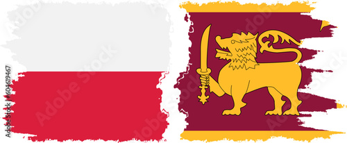 Sri Lanka and Poland grunge flags connection vector