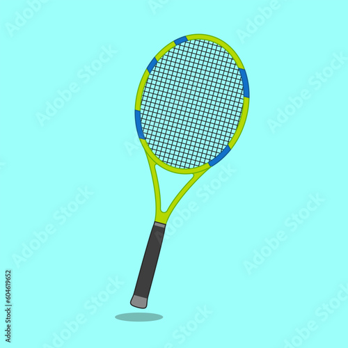 Tennis racket flat design with shadow.